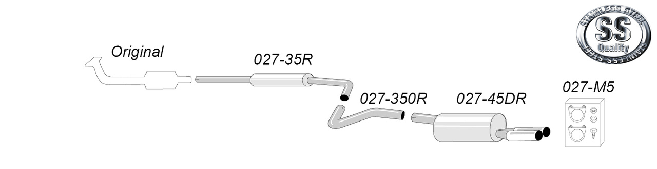 Polo 9N  1.2/1.4/1.4TDI/1.9TDI  år 2001-2008 Sportavgassystem