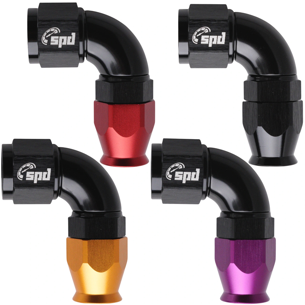 AN8 - 90° Full flow PTFE Slangkoppling