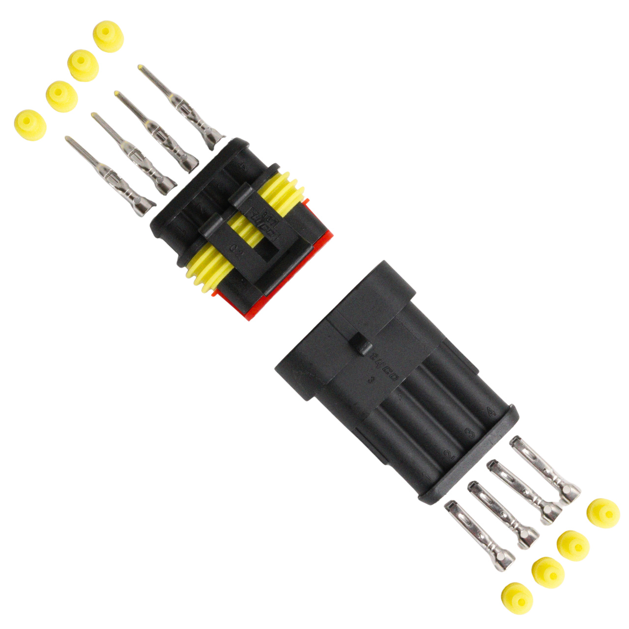 Kontaktdon 4-poligt hylsdon Superseal Hane + Hona