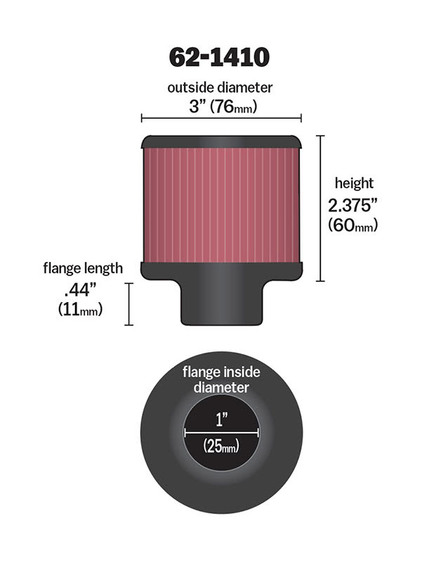K&N Vevhusfilter 25mm (1")