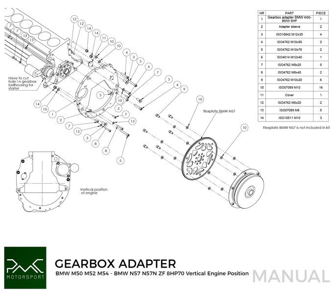 Adaperplatta växellåda BMW M50 S50 M52 M54 / N57N N57