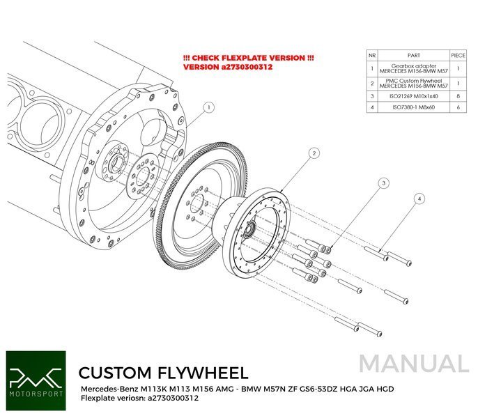 PMC Svänghjul Mercedes-Benz M113 M113K M156 AMG 184mm POT